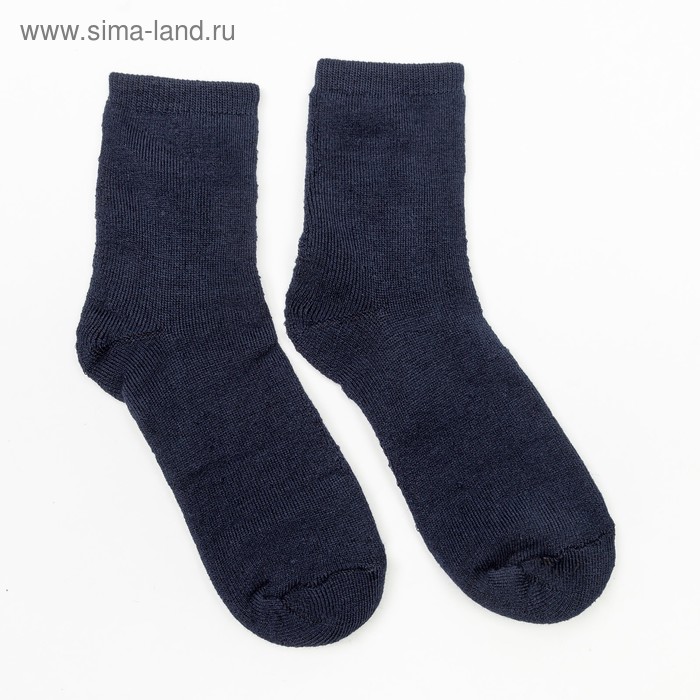 Носки детские махровые, цвет тёмно-синий, размер 12-14 - Фото 1