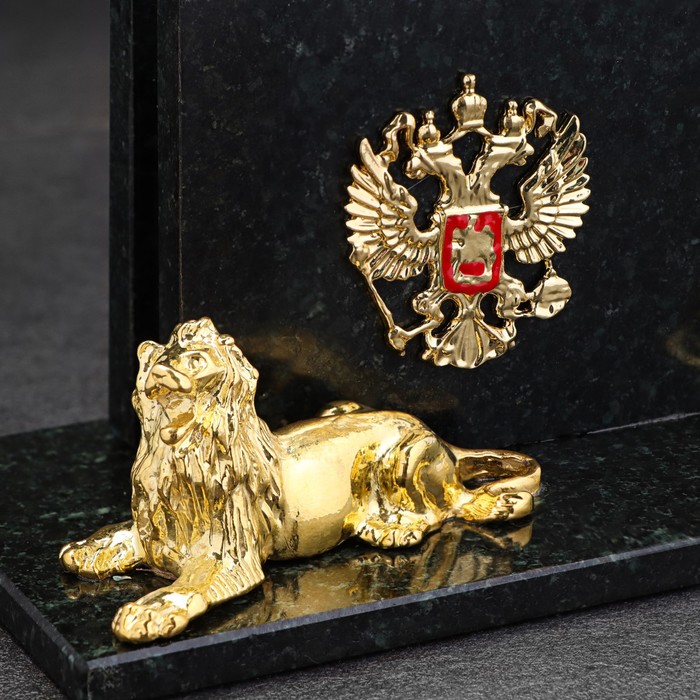 Набор настольный "Герб с львом", змеевик - фото 1898151031