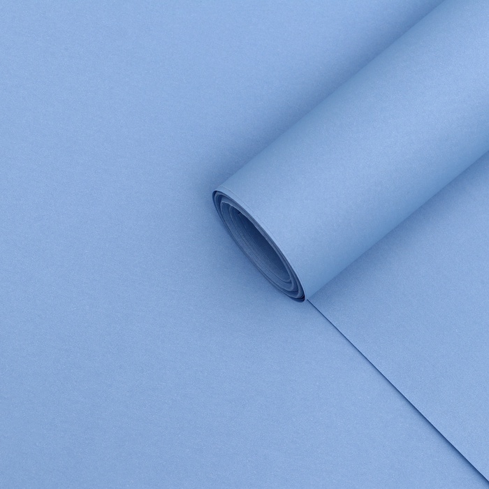 Бумага для декора и флористики, крафт, синяя, однотонная, двусторонняя, рулон 1 шт., 0,68 х 10±5% м - Фото 1