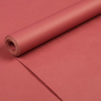 Бумага для декора и флористики, крафт, розовая, однотонная, двусторонняя, рулон 1шт., 0,7 х 10 м