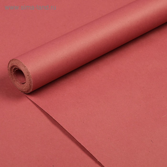 Бумага для декора и флористики, крафт, розовая, однотонная, двусторонняя, рулон 1шт., 0,7 х 10 м - Фото 1