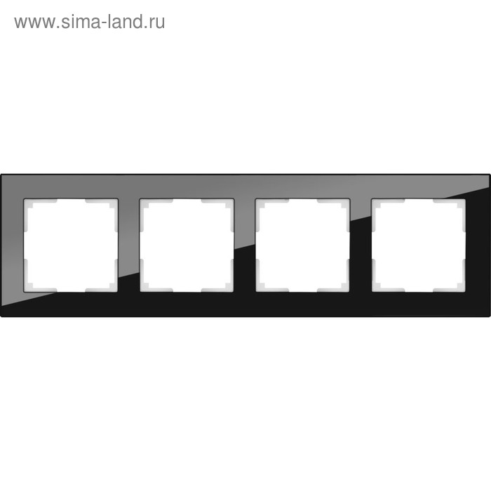 Рамка на 4 поста  WL01-Frame-04, цвет черный, материал стекло - Фото 1