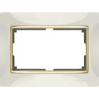 Рамка для двойной розетки  WL03-Frame-01-DBL-ivory-GD, цвет золото, слоновая кость - Фото 1