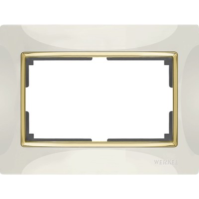 Рамка для двойной розетки  WL03-Frame-01-DBL-ivory-GD, цвет золото, слоновая кость