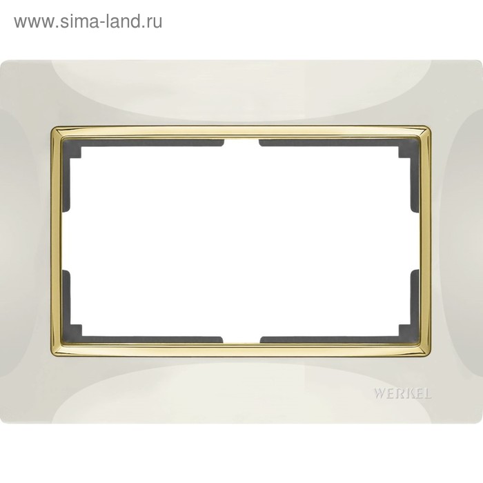 Рамка для двойной розетки  WL03-Frame-01-DBL-ivory-GD, цвет золото, слоновая кость - Фото 1