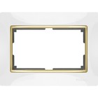 Рамка для двойной розетки  WL03-Frame-01-DBL-white-GD, цвет золото, белый - фото 4189821