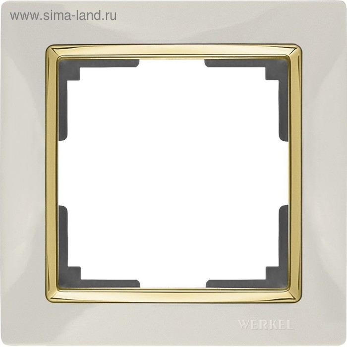 Рамка на 1 пост  WL03-Frame-01-ivory-GD, цвет золото, слоновая кость - Фото 1