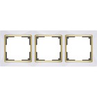 Рамка на 3 поста  WL03-Frame-03-white-GD, цвет золото, белый - фото 4290889
