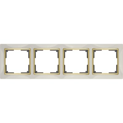 Рамка на 4 поста  WL03-Frame-04-ivory-GD, цвет золото, слоновая кость