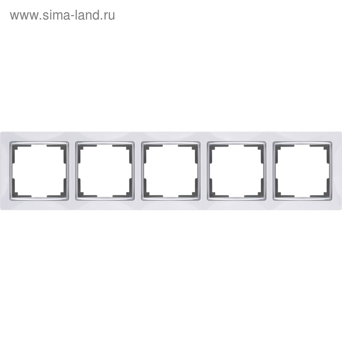 Рамка на 5 постов  WL03-Frame-05-white, цвет белый - Фото 1