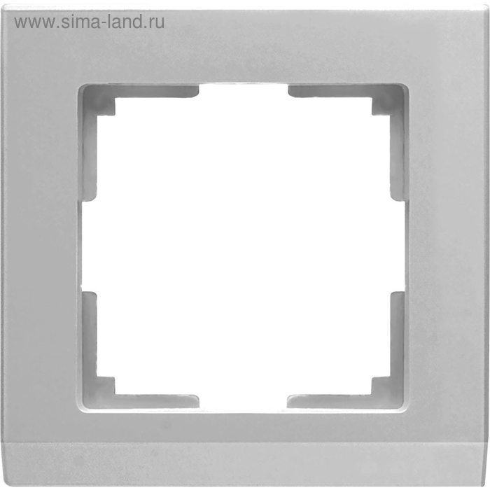 Рамка на 1 пост  WL04-Frame-01, цвет серебряный - Фото 1