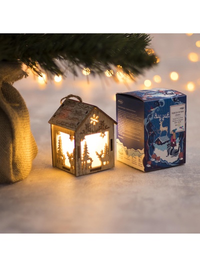 Ёлочная игрушка «Домик с оленем», 8×5×6 см, 1 LED, от батареек, свечение тёплое белое