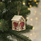 Подвеска световая "Домик с Оленем", 8х5х6 см, 1 LED, бат.(в комп), красное окно, Т/БЕЛЫЙ - Фото 2