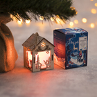 Подвеска световая "Домик с Оленем", 8х5х6 см, 1 LED, бат.(в комп), красное окно, Т/БЕЛЫЙ - Фото 3