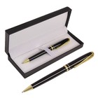 Ручка подарочная шариковая Calligrata, в кожзам футляре, поворотная Черная с золотом - фото 8723034