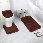 Набор ковриков для ванны и туалета 3 шт 38х38, 39х42, 40х60 см цвет светло-коричневый - Фото 1