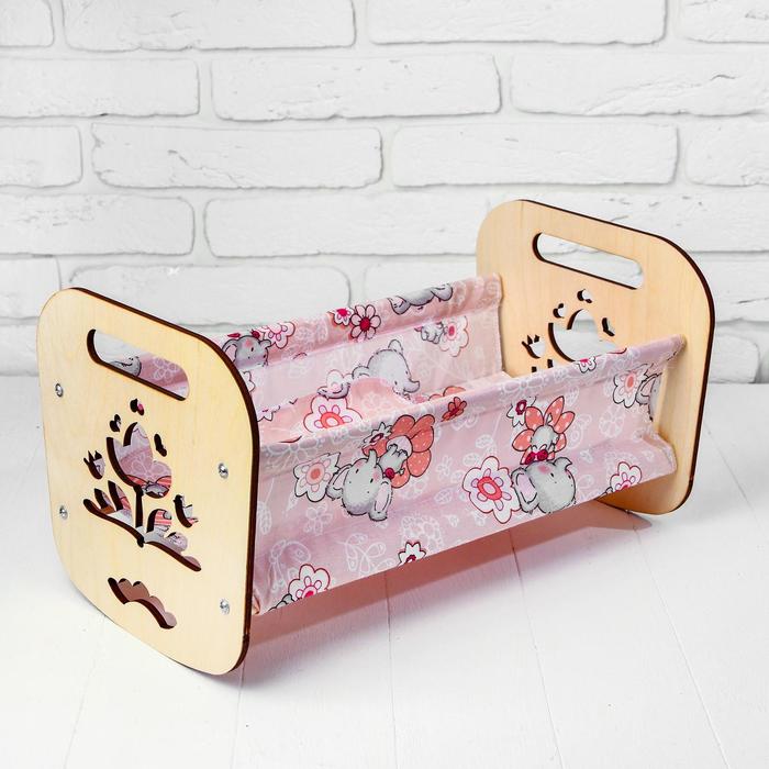 Кроватка деревянная для кукол «Катюша», 44 × 24 × 24 см, с постельным бельём - фото 1911320199