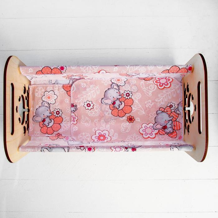 Кроватка деревянная для кукол «Катюша», 44 × 24 × 24 см, с постельным бельём - фото 1911320200