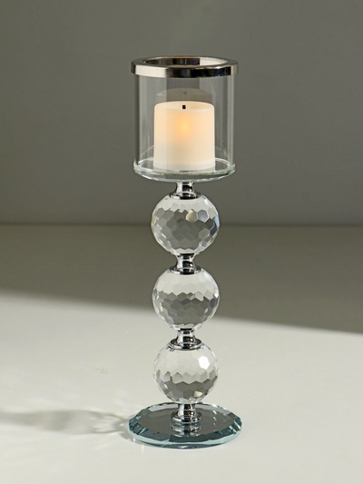 Стеклянный подсвечник на 1 свечу «Чёрная дымка», 23×7×7 см