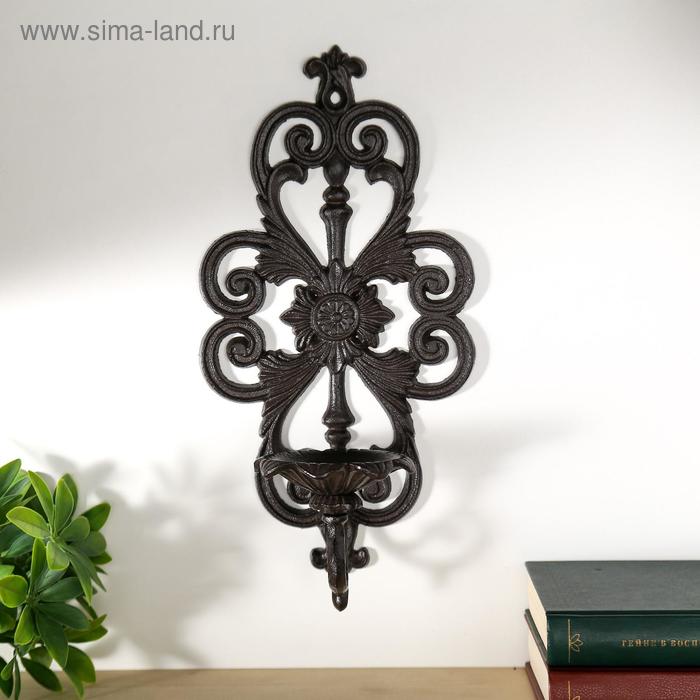 Металлический подсвечник настенный «Средневековье», чугун, 34×17.5×12 см