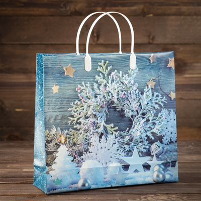 Пакет «Снежинки на бирюзе», мягкий пластик, 30×30 см, 140 мкм