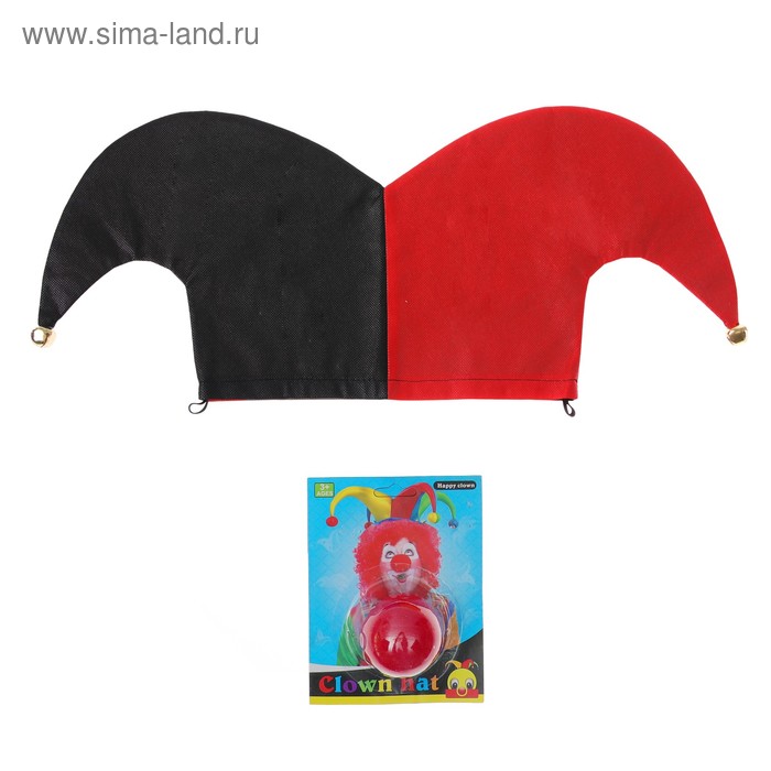 Карнавальный набор «Клоун», 2 предмета: шапка, нос - Фото 1