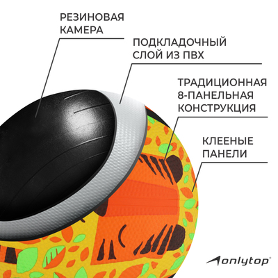 Баскетбольный мяч ONLYTOP «Лис», клееный, 8 панелей, р. 3, резина, резиновая камера