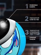 Баскетбольный мяч ONLYTOP «Заяц», клееный, 8 панелей, р. 3, резина, резиновая камера - Фото 3