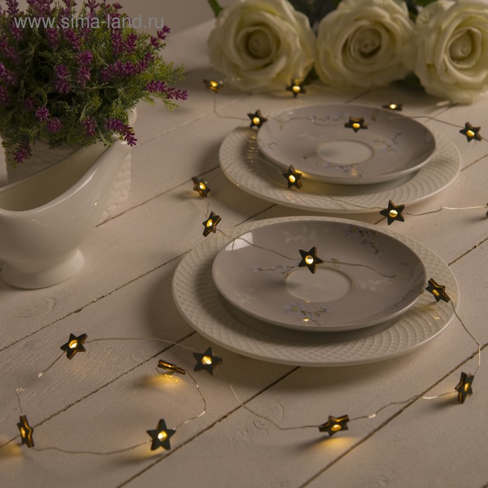 НИТЬ, 2 м, "Роса", с насад, "Звезда синяя", LED-20-3V, ААх2 (не в компл.), фиксинг, Т/БЕЛЫЙ - Фото 1