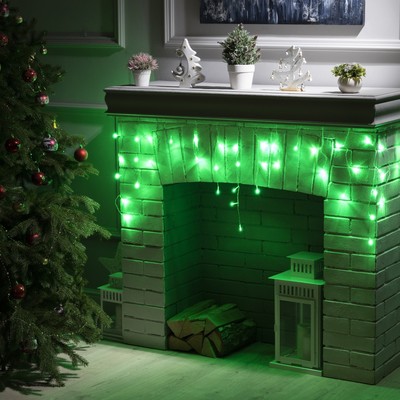 Гирлянда «Бахрома» 1.8×0.5 м, IP20, прозрачная нить, 48 LED, свечение зелёное, 8 режимов, 220 В