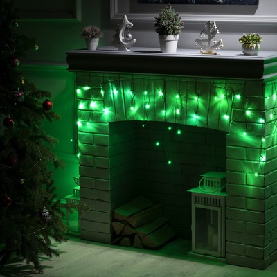 Гирлянда «Бахрома» 3×0.5 м, IP20, тёмная нить, 80 LED, свечение зелёное, 8 режимов, 220 В