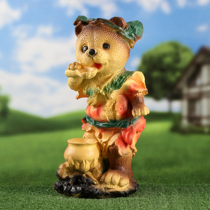 Садовая фигура "Медведь с ложкой" красный, 43х22х23см - фото 1906949508