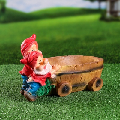 Садовая фигура из гипса «Два гнома с телегой», 19.5×32×17.5 см