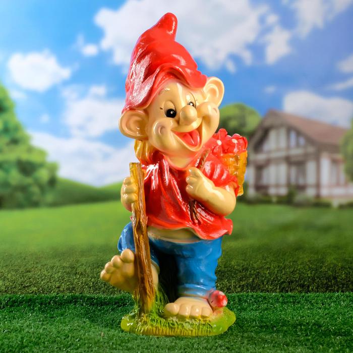 Садовая фигура из гипса «Гном с грибами средний», 55×24×21 см, МИКС - Фото 1