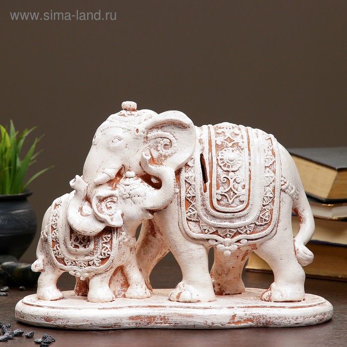 Копилка "Слон со слоненком малый" коричневый 15х27см - Фото 1
