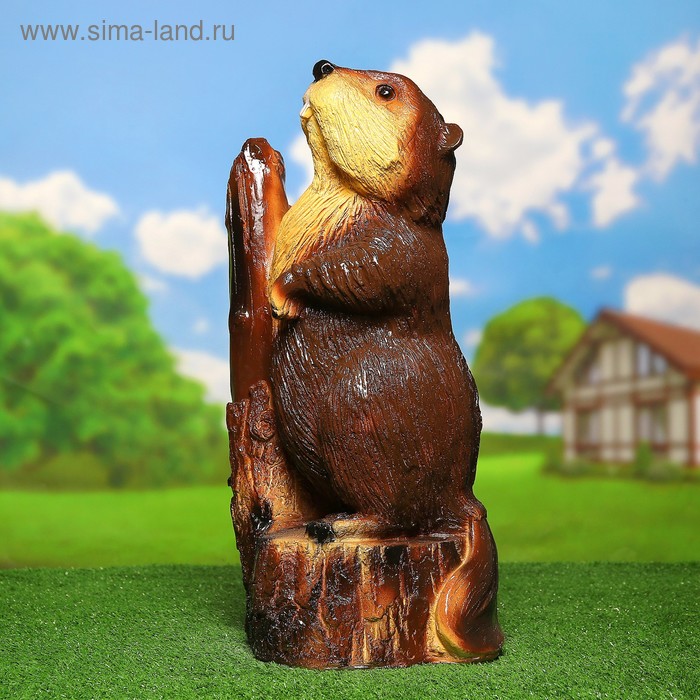 Садовая фигура "Бобер на пне" 54х25х25см - Фото 1