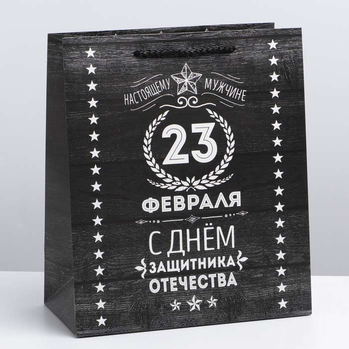 Пакет подарочный ламинированный вертикальный, упаковка, «Защитнику», ML 23 х 27 х 11,5 см - фото 1889296998