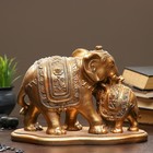 Копилка "Слон со слоненком" бронза, 15х32см - фото 8414184