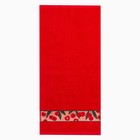 Полотенце 30х60 см, Вишня, красный МИКС, 340 гр/м, махра, хлопок - Фото 2
