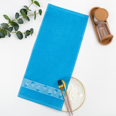 Полотенце 30х60 см, Мороженое, синий МИКС, 340 гр/м, махра, хлопок