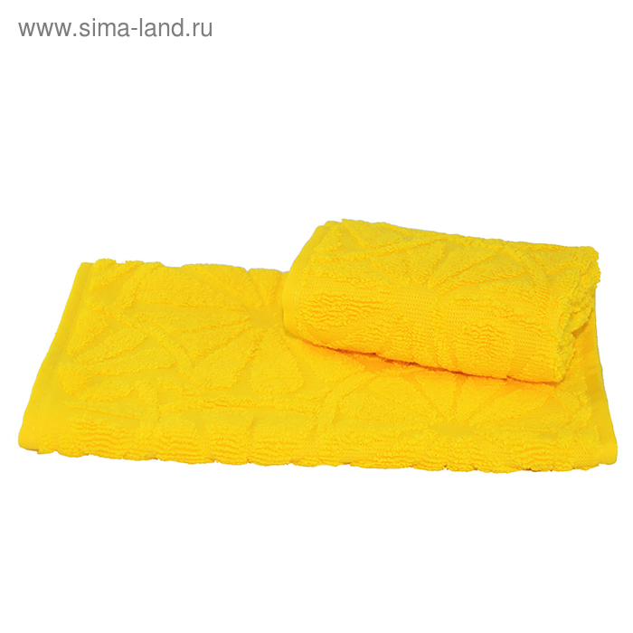 Полотенце махровое жаккардовое 30×50 см 400 г/м², желтый, 100% хлопок - Фото 1