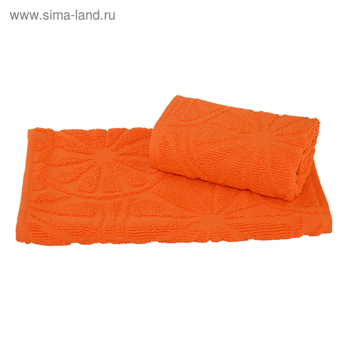 Полотенце махровое жаккардовое 30×50 см 400 г/м², оранжевый, 100% хлопок - Фото 1