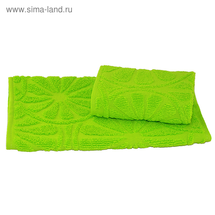 Полотенце махровое жаккардовое 30х50 см, зеленый, хлопок 100%, 400 г/м2 - Фото 1