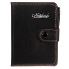 Записная книжка А7, 65 листов, с ручкой, обложка ПВХ, на кнопке, чёрная - Фото 1