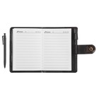 Записная книжка А7, 65 листов, с ручкой, обложка ПВХ, на кнопке, чёрная - Фото 3