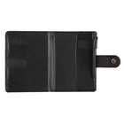 Записная книжка А7, 65 листов, с ручкой, обложка ПВХ, на кнопке, чёрная - Фото 4