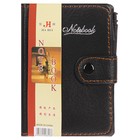 Записная книжка А7, 65 листов, с ручкой, обложка ПВХ, на кнопке, чёрная - Фото 5