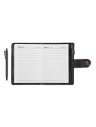 Записная книжка А7, 65 листов, с ручкой, обложка ПВХ, на кнопке, чёрная - Фото 5