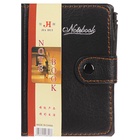 Записная книжка А7, 65 листов, с ручкой, обложка ПВХ, на кнопке, чёрная - Фото 7