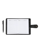 Записная книжка А7, 65 листов, с ручкой, обложка ПВХ, на кнопке, чёрная - Фото 9